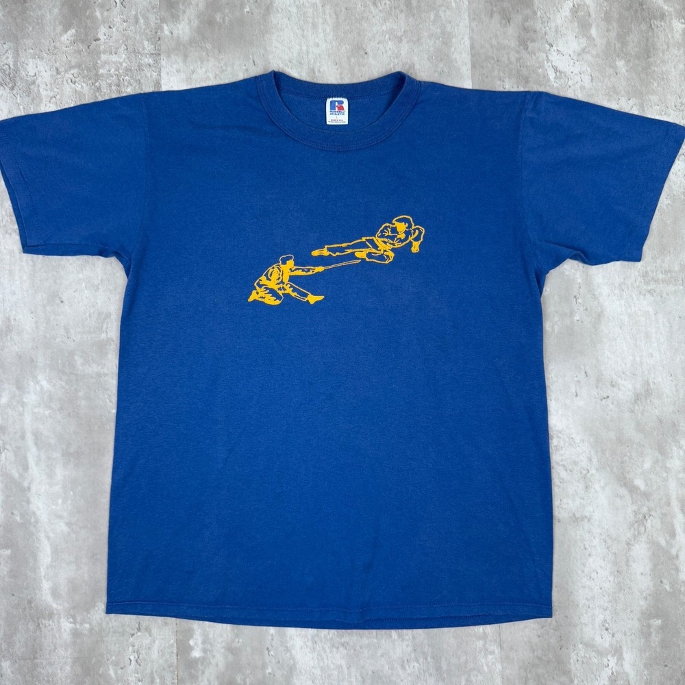 Vintage Martial Arts Championship T-Shirt Mens Large Blue Galesburg Fighting USA